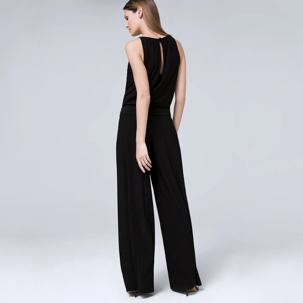 White House Black Market | Matte Jersey Belted Wide-Leg Jumpsuit | NWOT - Picture 3 of 9